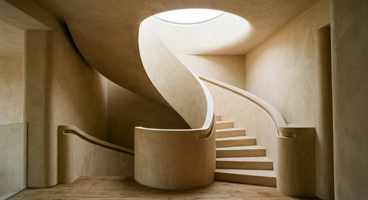 Escalier en chaux sous un puits de lumière